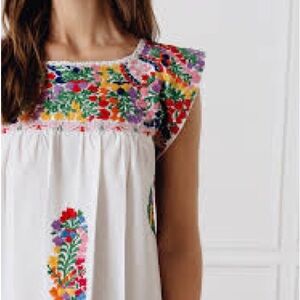 J Marie Colorful Embroidered Floral Top